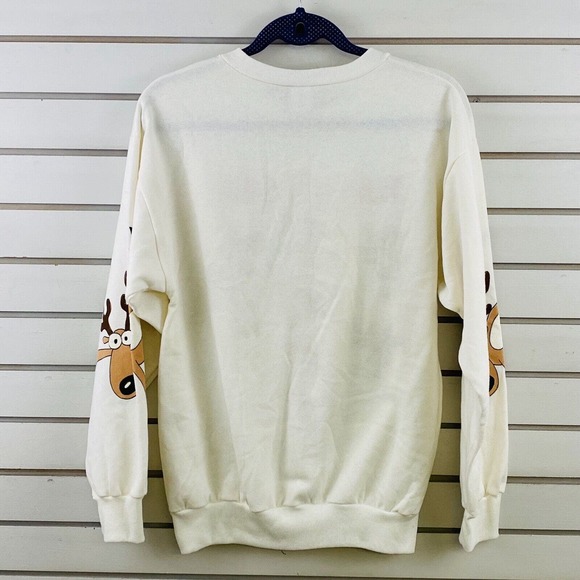 Vtg Womens M Raindeer Christmas Sweatshirt Santa Raining Reindeer Umbrella 1988 - Picture 12 of 12